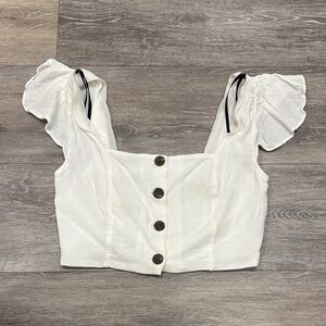 Forever 21 White Buttoned Crop Top